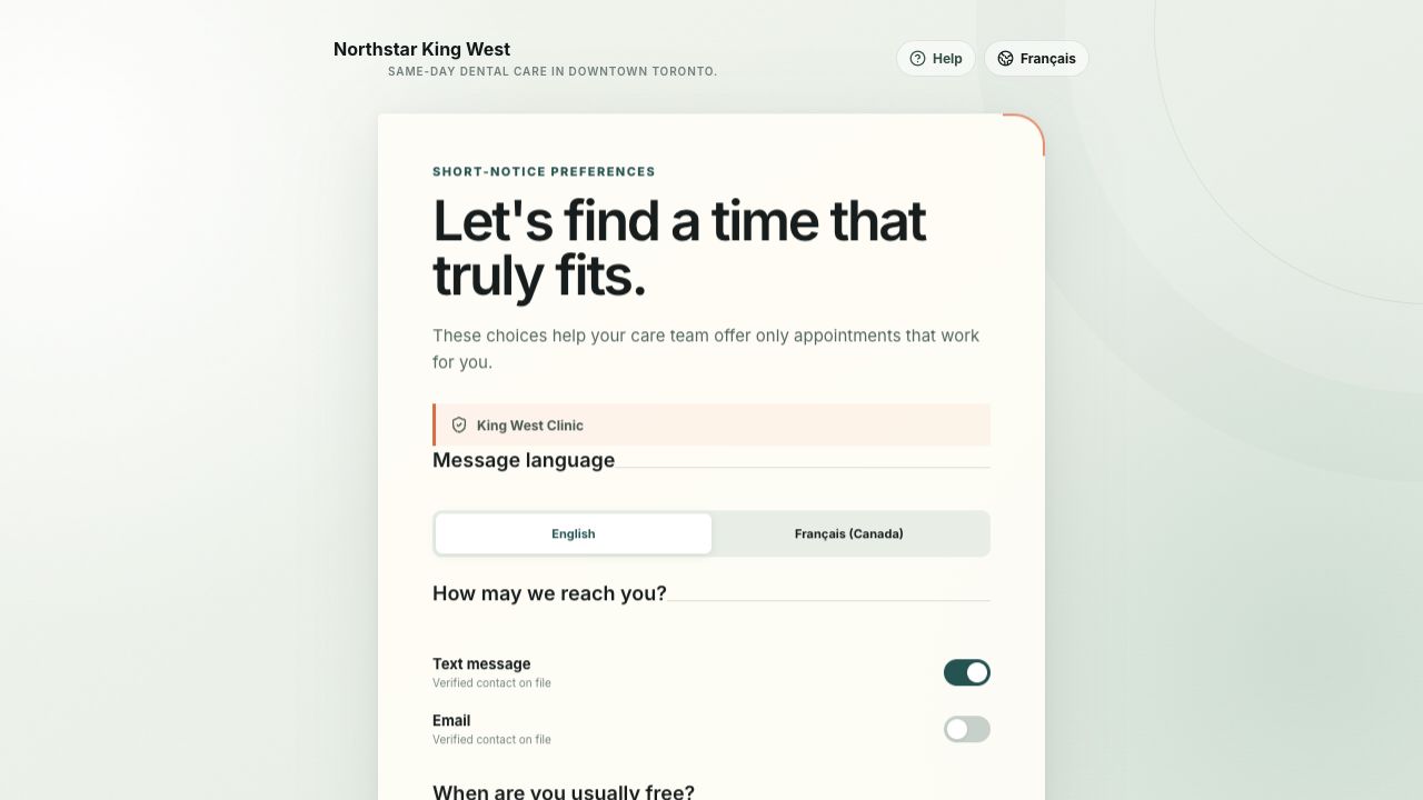 Product screenshot: Preference-led matching
